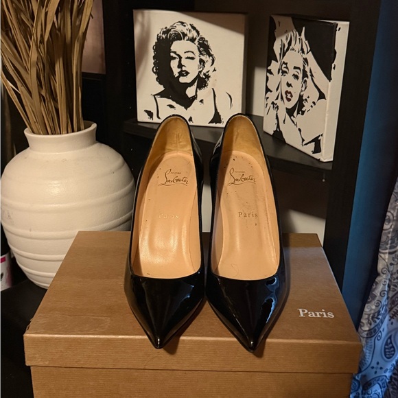 Christian Louboutin Glossy Black Heels - Picture 1 of 5